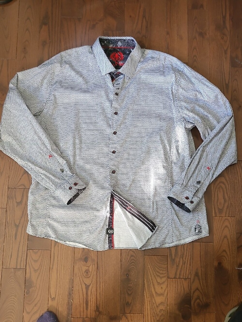 Au Noir Men's Long-Sleeve Button-Up Shirt Micro-Print pattern Size 4xl